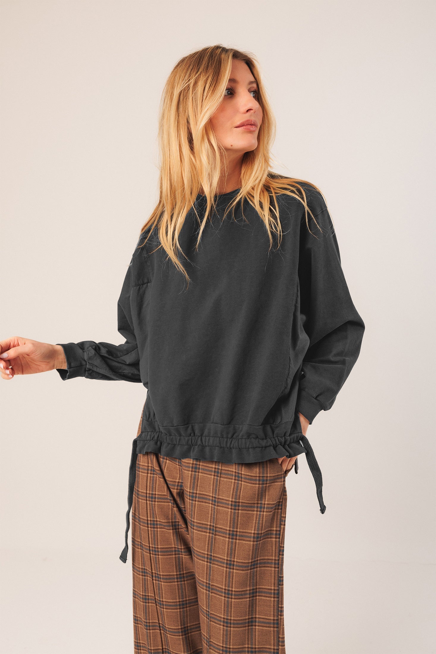 Cotton Terry Looped Sweatshirt Anthracite