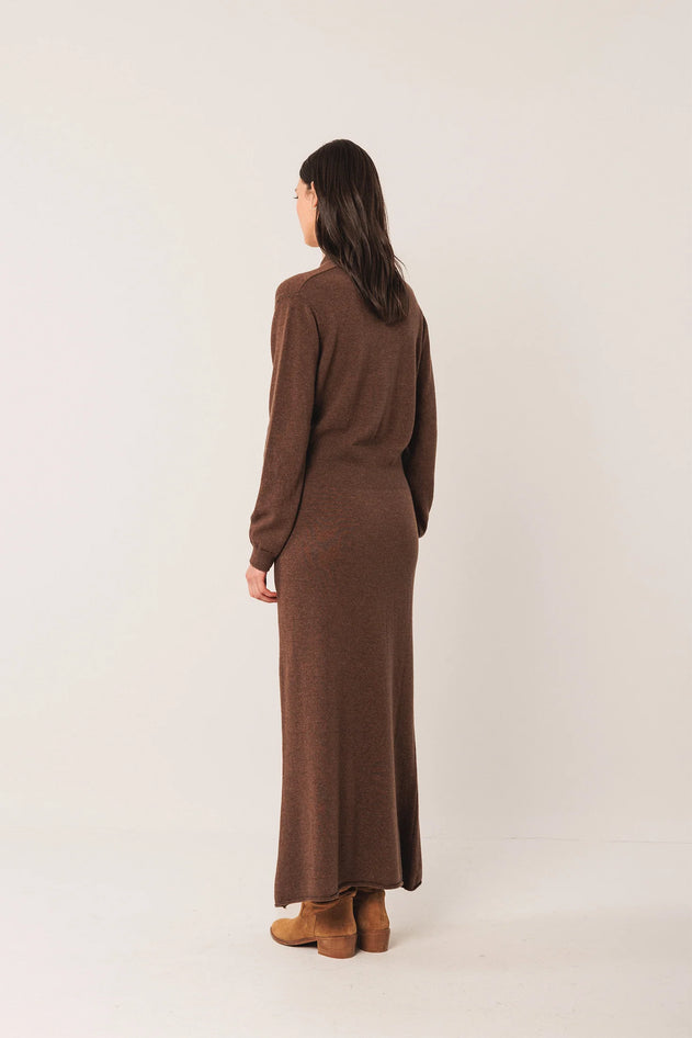 Long Cashmere Blend Dress Taupe
