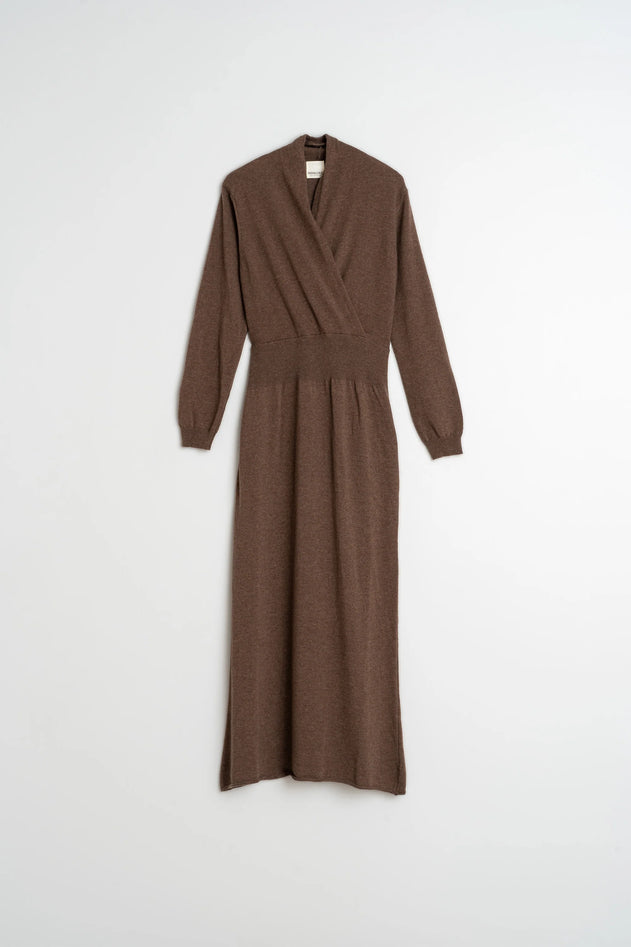 Long Cashmere Blend Dress Taupe