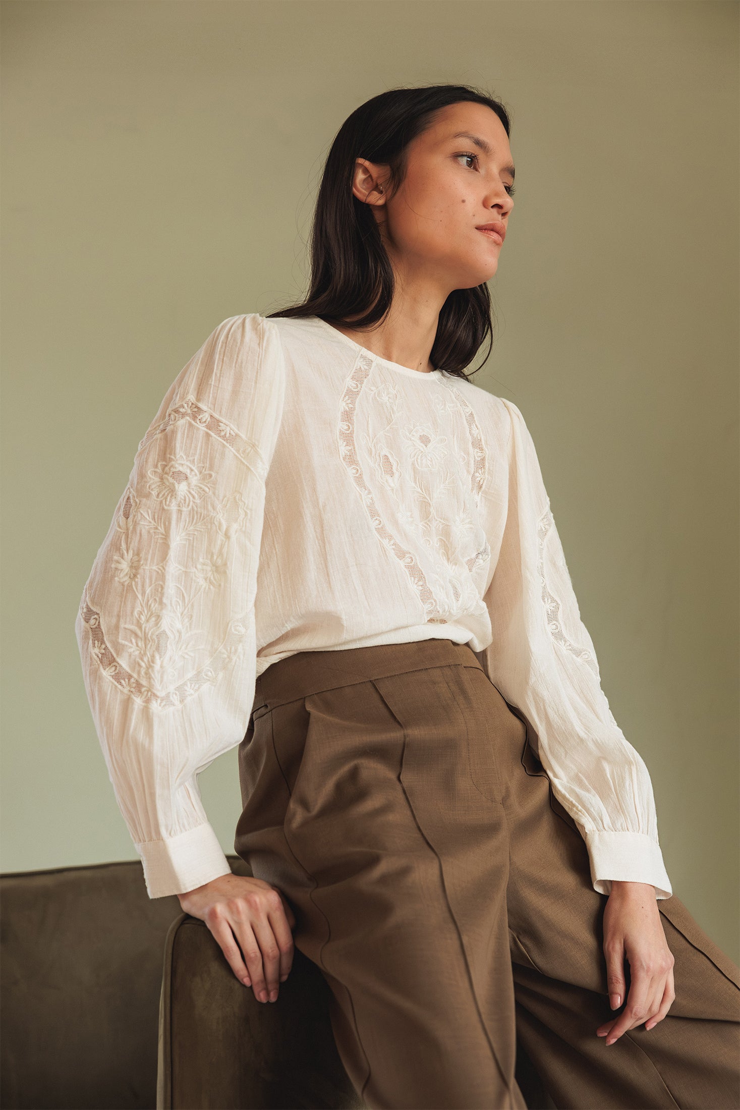 Romantic Embroidered Blouse White
