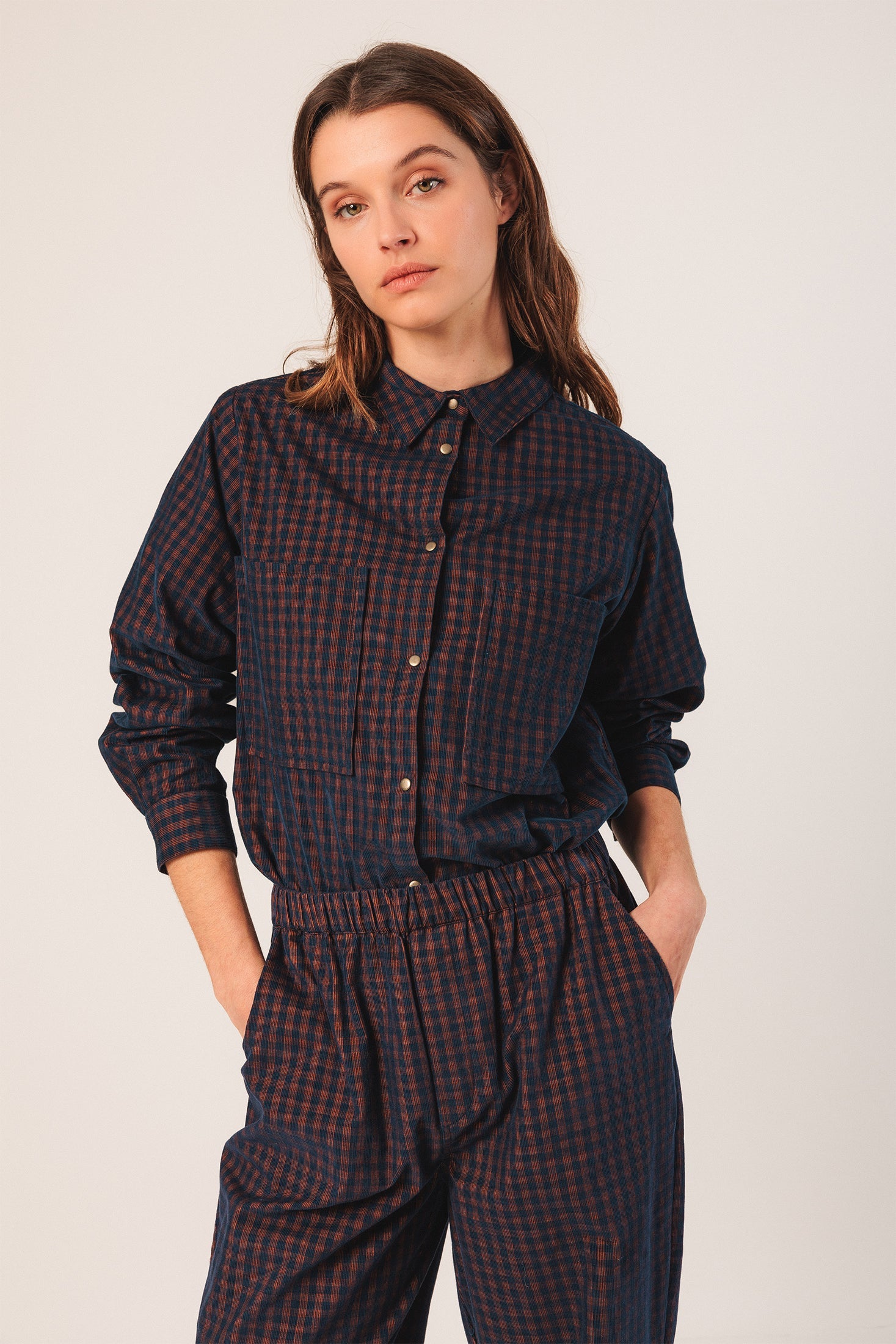 Vichy Elastic Dress Tangerine