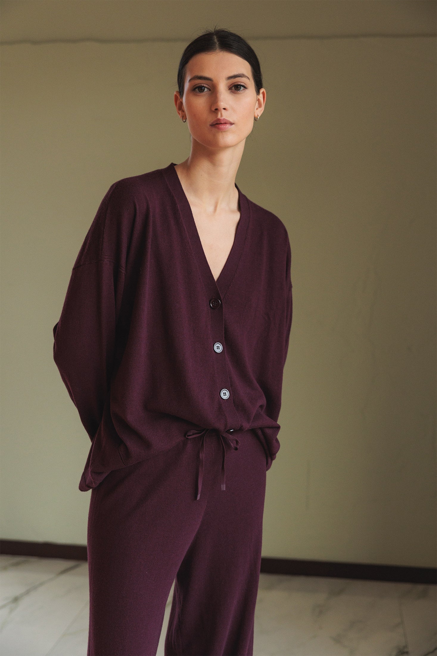 Wide-Knit Pants Purple