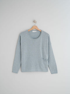 Plain Knitted Sweater Light Blue