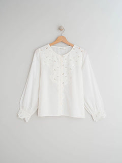 Embroidered Cutout Shirt White