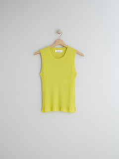 Ribbed Linen Tank Top Lime Green