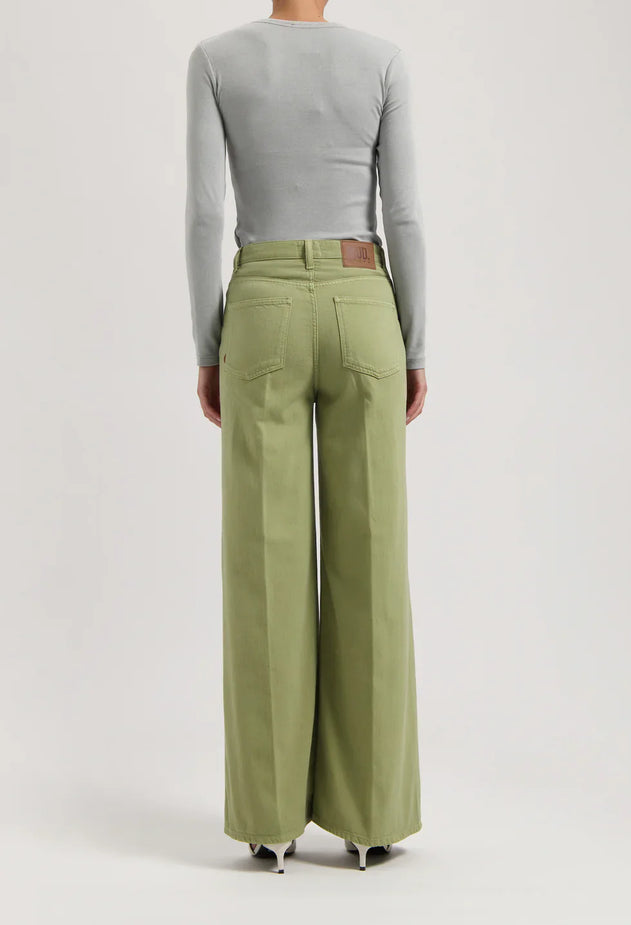 Sara High Loose Flow Jeans Olive