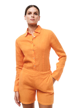 Linen Long Sleeved Shirt With Darts