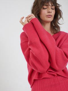 Cashmere Knitted Cropped Sweater Pink