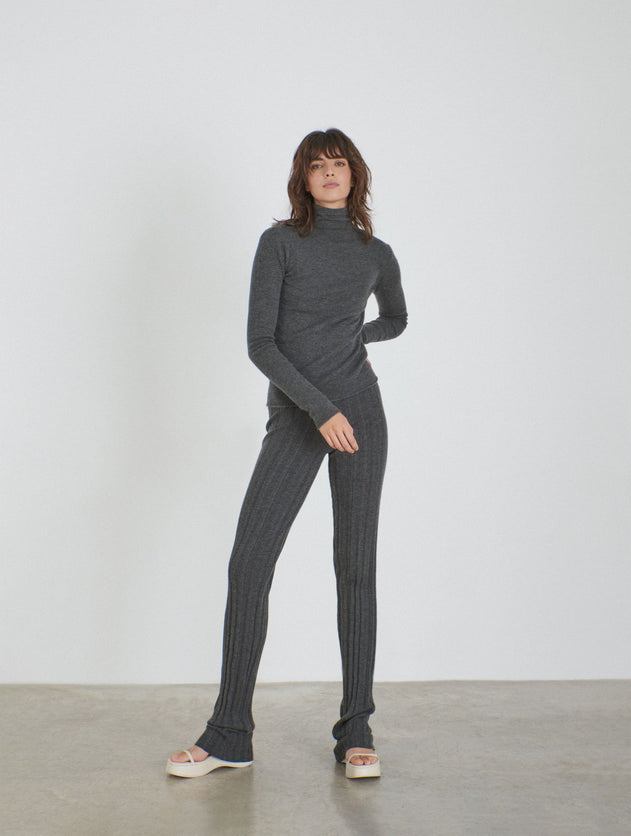 Cashmere Tight Knitted Pants Grey