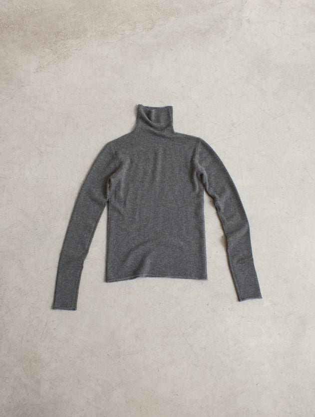 Cashmere Knitted Turtleneck Top Grey