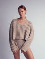 Leap Concept - Marcela Cropped Rib Knit Sweater Light Brown, image no.1