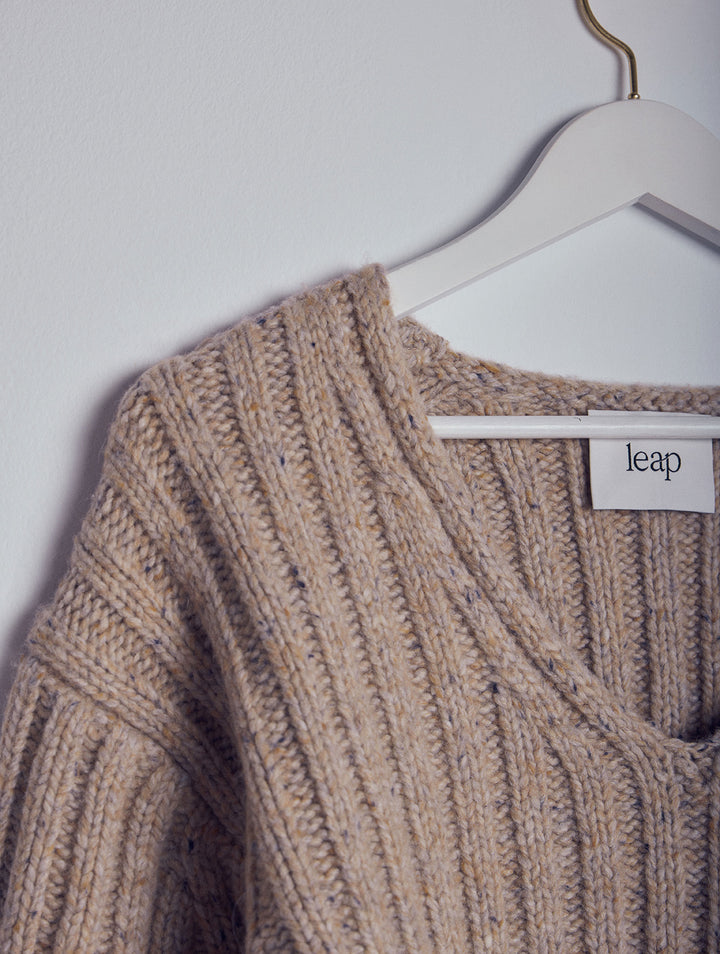 Leap Concept - Marcela Cropped Rib Knit Sweater Light Brown
