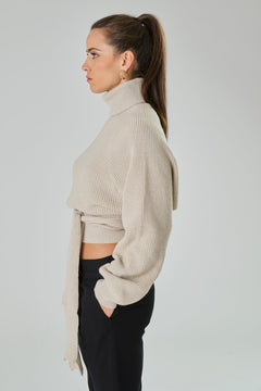 Amelie Cashmere Blend Turtleneck With Bow