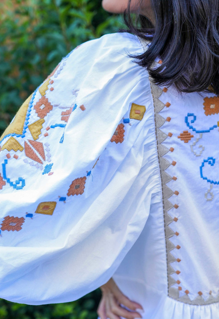 Scarlett Poppies - Tribal Moments Multi Colour Embroidery Applique Poplin Dress