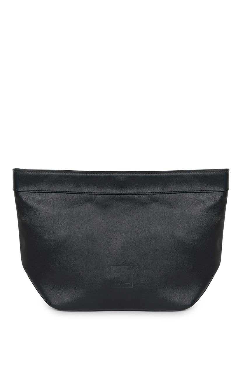 Leandra Mini Paper Bag Clutch Black