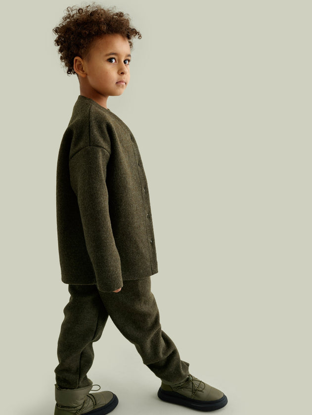 Kids' Boiled Wool Jacket Dark Forest Green