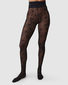 Maja Flower Tights Black