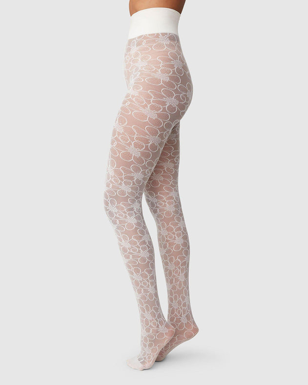 Maja Flower Tights Ivory