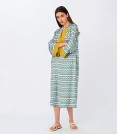 Fantasy Print Kaftan Dress Blue