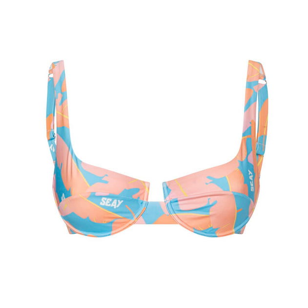 Wired Bra Pink Blue Banana Leaves