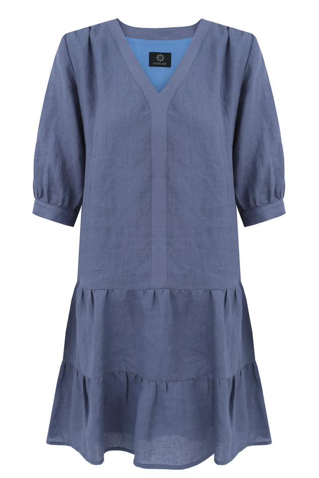 Blue Jasmine Linen Dress