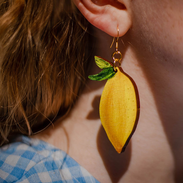 Fruit Basket Lemon Earrings