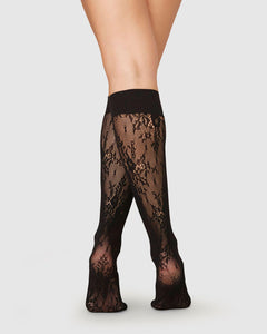 Rosa Lace Knee-Highs Black