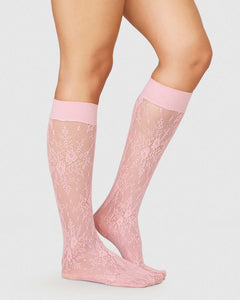 Rosa Lace Knee-Highs Pink
