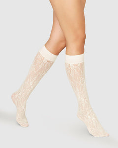 Rosa Lace Knee-Highs White