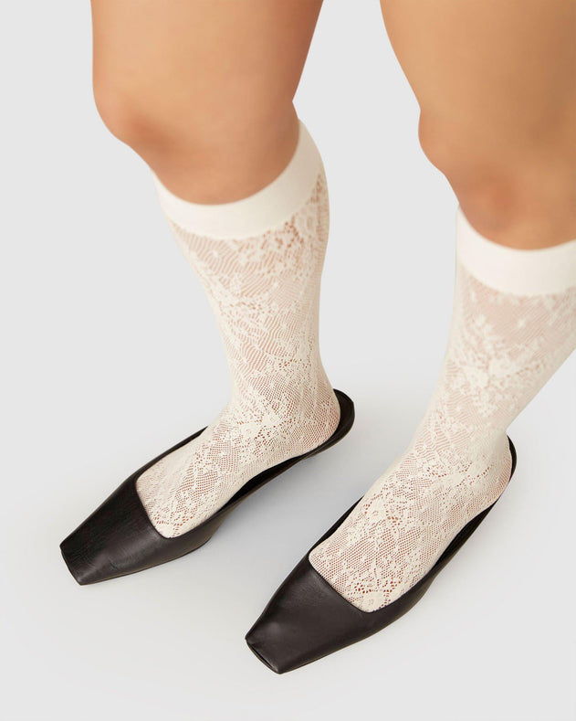 Rosa Lace Knee-Highs White