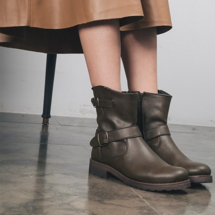 Odet Biker Ankle Vegan Boot Green