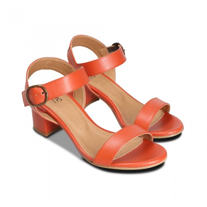 Nae Vegan Shoes - Zinnia Orange Vegan Heeled Sandals