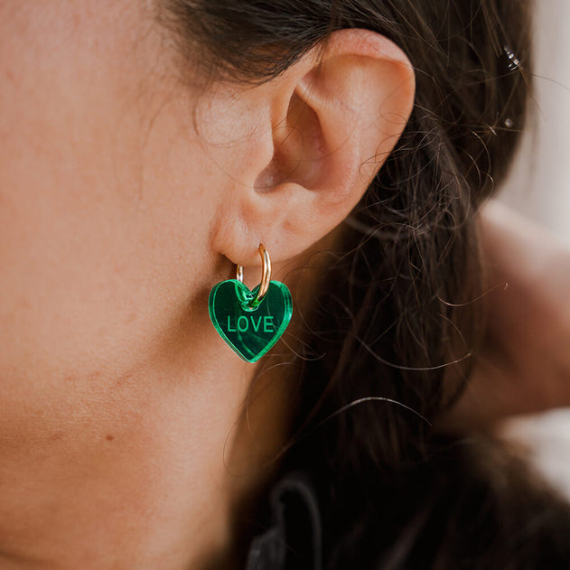 Heart Green Earrings