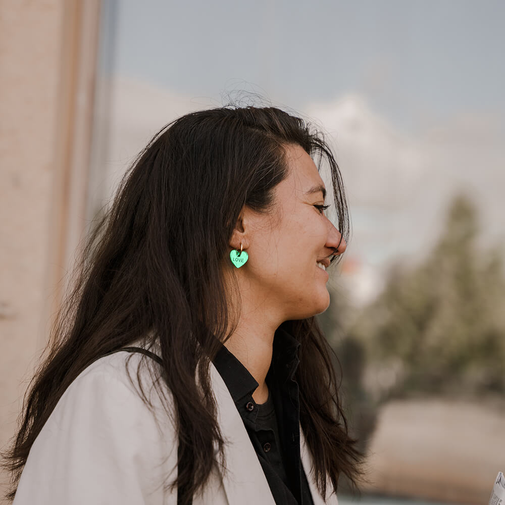 Heart Green Earrings