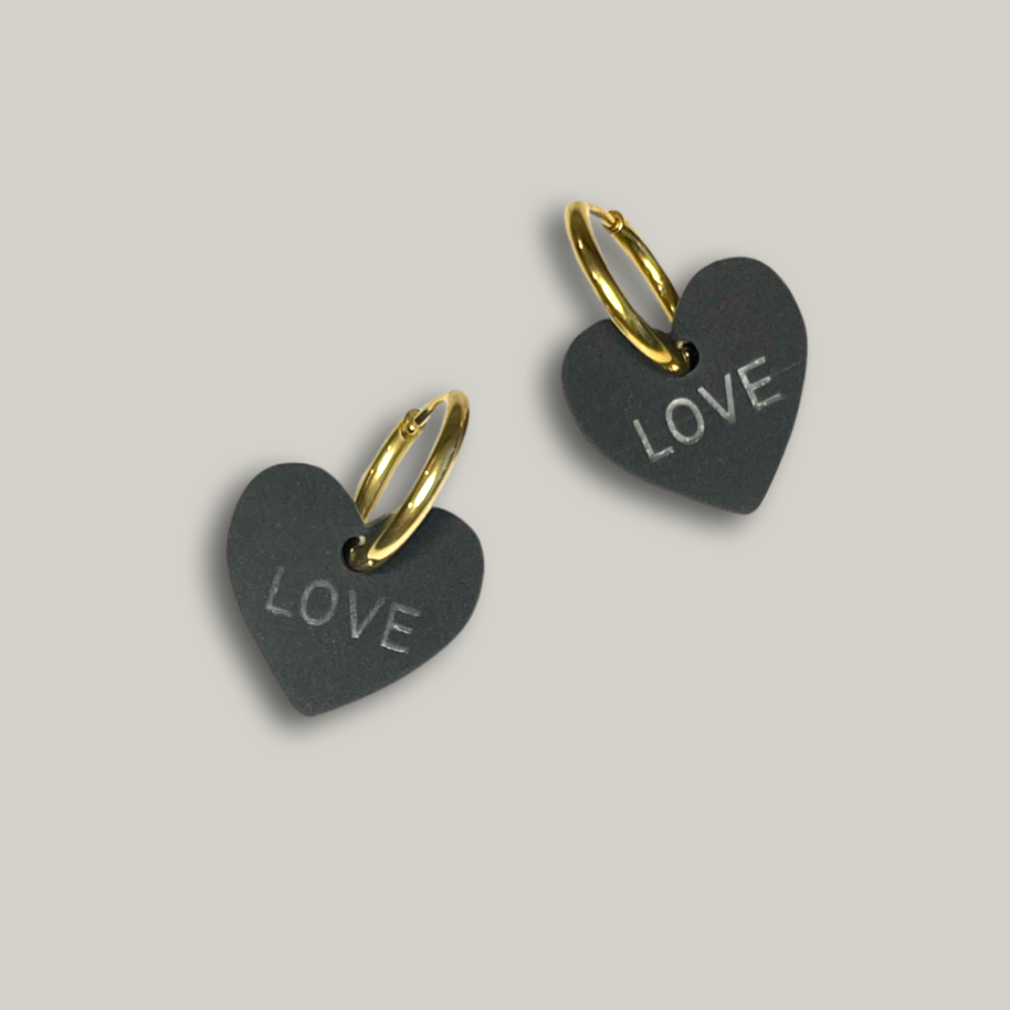 Heart Earrings Black