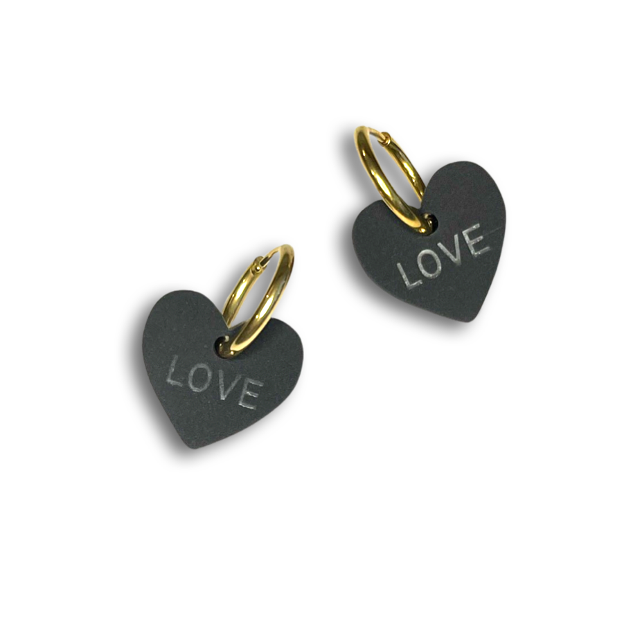 Heart Earrings Black