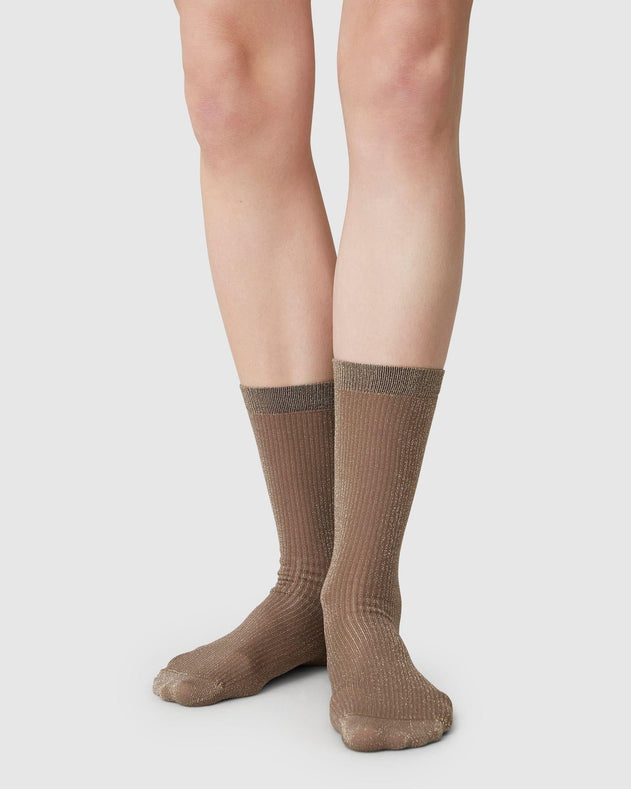 Magda Shimmery Socks Mid Brown
