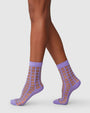 Swedish Stockings - Alicia Grid Socks Lavender, image no.2