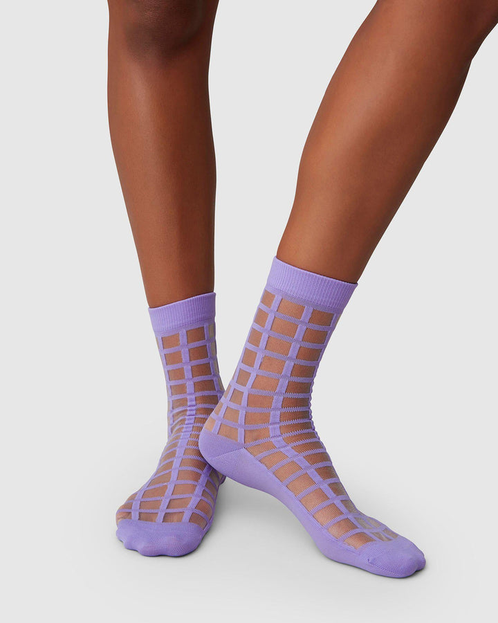 Swedish Stockings - Alicia Grid Socks Lavender