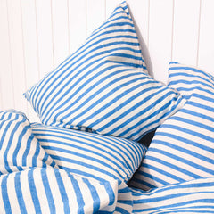 Linen Pillow Case Blue Stripe