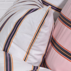 Cotton Percale Duvet Cover Set Cream Stripe