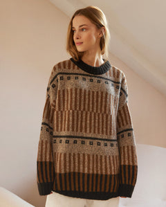 Ethno Alpaca Wool Sweater Brown