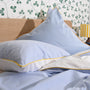 Homehagen - Cotton Percale Duvet Cover Set Light Blue Stripe & Yellow Piping, image no.2