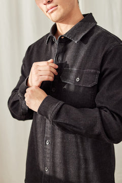 Fundo Men's Button-up Shirt Black Denim