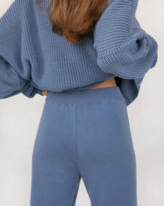 Rib Lounge Merino Wool Pants Baltic Blue