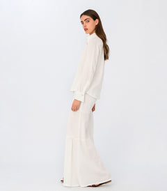 3 Tier Flared Bell Bottom Pants Ivory