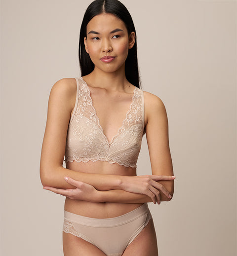 Bralette Natural Fabric Eco Lace Seashell White