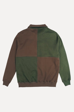 Color Block Half Zip Sweater Olive Woods