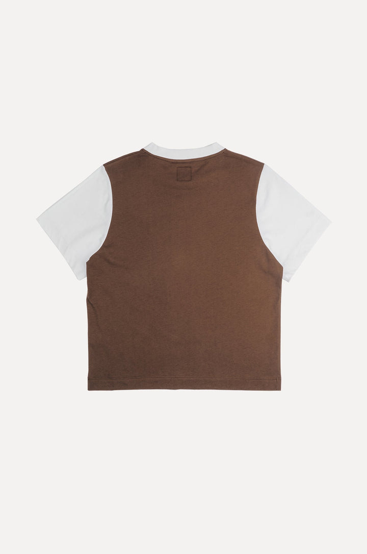 Trendsplant - Women's Color Block T-Shirt Cocoa Brown
