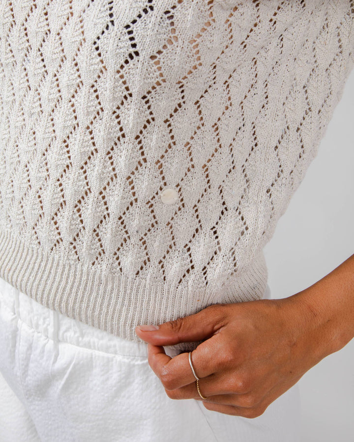 Brava Fabrics - Lace Knitted T-Shirt Ecru